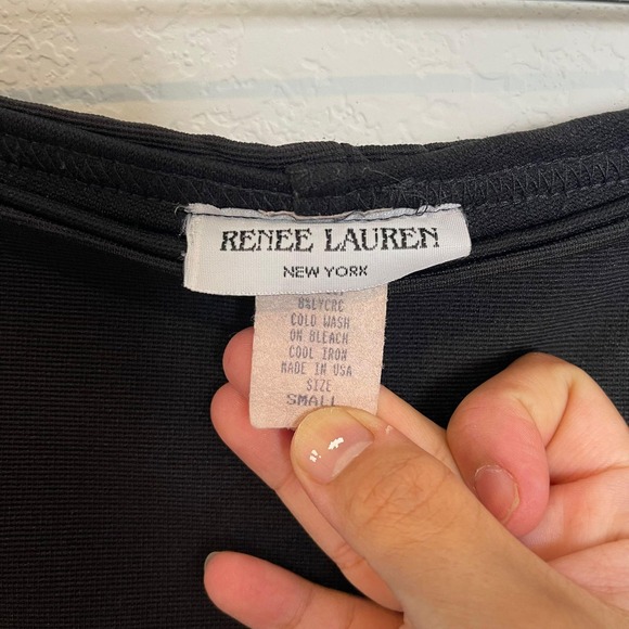 Vtg Y2k Edgy Romantic Renee Lauren HighSlit Black Skirt Built in Short S Minimal - Picture 3 of 12